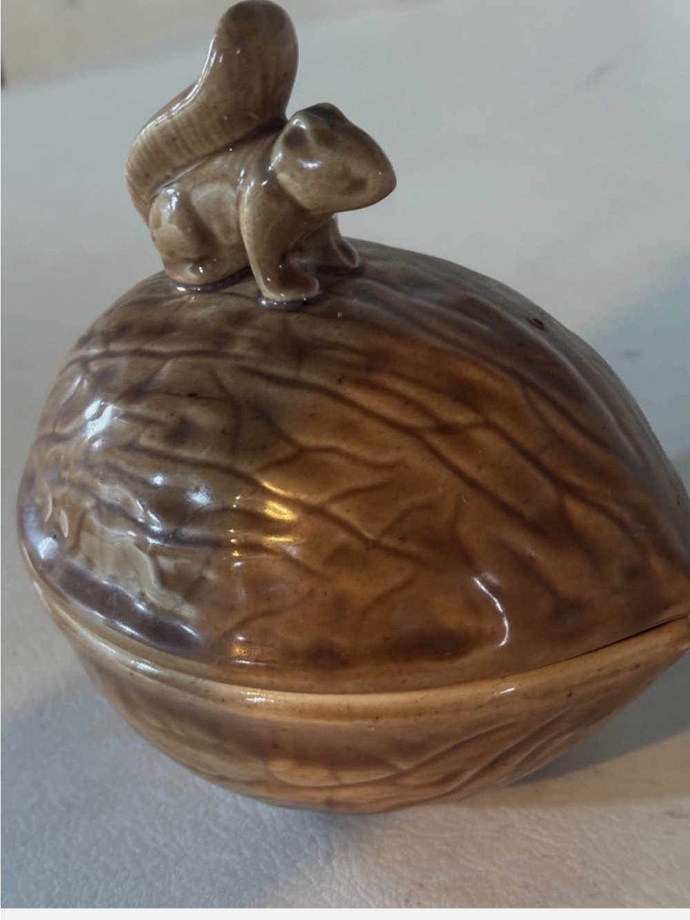 Ceramic Walnut Squirrel Candy/Cookie Jar- Vintage